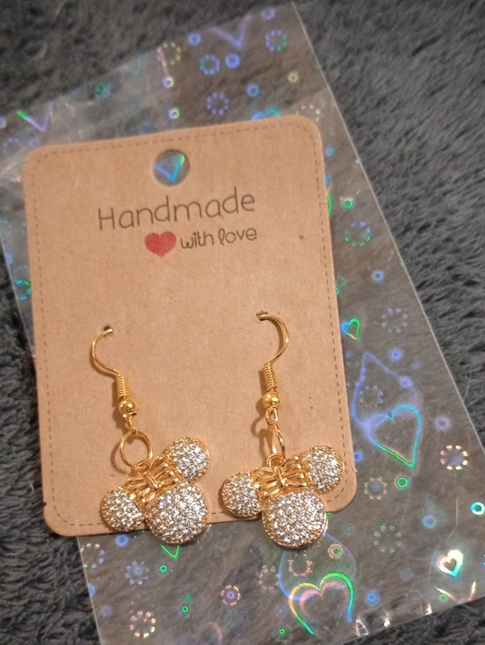 $8 Each Or Bundle 5/$20 Handmade Gold Crystal Mouse Earrings